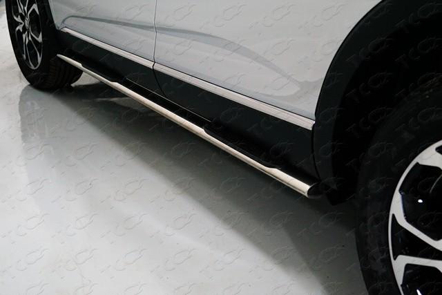 Пороги овальные с накладкой 75х42 мм для автомобиля Renault Arkana 2019- TCC Тюнинг арт. RENARK19-18