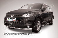 Защита переднего бампера d76 Volkswagen Touareg (2010-2014) Black Edition, Slitkoff, арт. VWTR-003BE