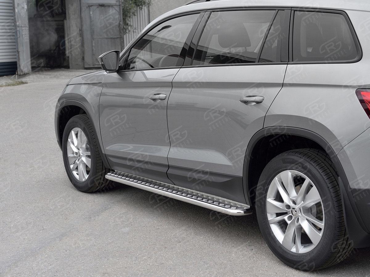 Пороги труба d42 с листом вариант 1 на Skoda Kodiaq, Slitkoff SKKL-0027731