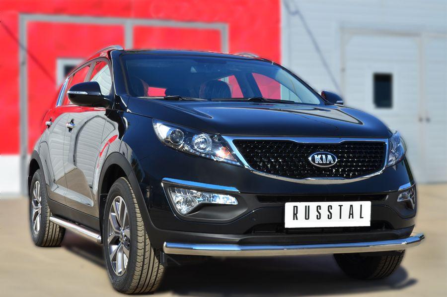 Пороги труба d57 вариант 3 для KIA Sportage 2010-2015, Slitkoff KSGT-001672