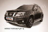 Защита переднего d57 бампера волна Nissan Terrano (2014-2023) Black Edition, Slitkoff, арт. NTER14-001BE