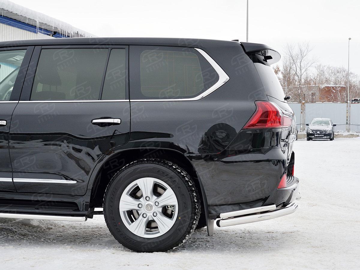 Защита заднего бампера уголки d57/42 Lexus LX570/LX450d 2015, Slitkoff LLX4Z-002527