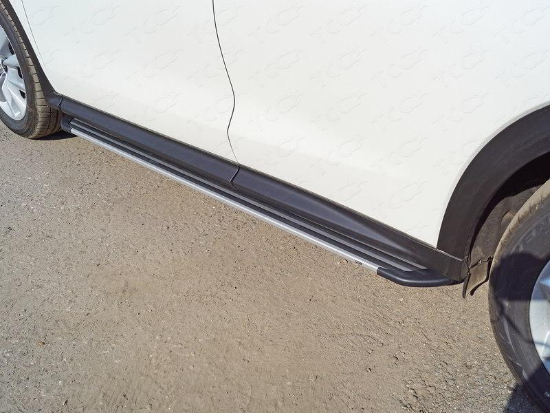 Пороги алюминиевые "Slim Line Silver" 1820 мм для автомобиля Infiniti QX 50 2018-, TCC Тюнинг INFQX5018-21S