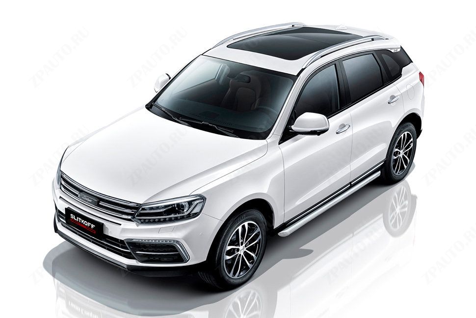 Защита штатного порога d57 труба Zotye Coupa (2013-2023) , Slitkoff, арт. ZOTCOP-006