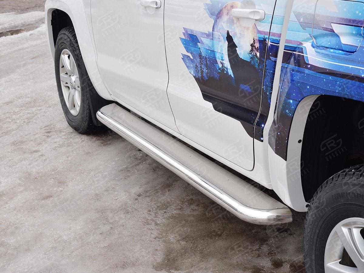 Пороги труба d57 с листом вариант 3 Volkswagen Amarok 2016, Slitkoff VAML-0025433