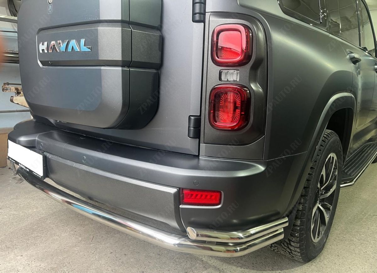 Защита заднего бампера угловая большая двойная для автомобиля Haval H9 2024- арт. HVH9.24.22