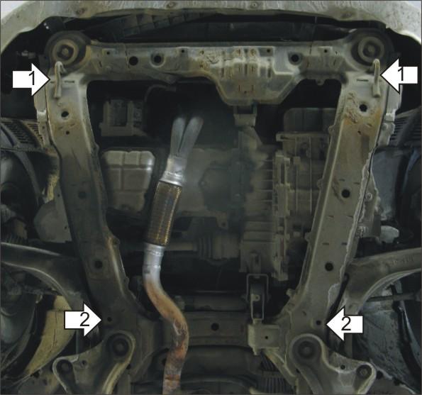 Защита стальная Мотодор (Двигатель, Коробка переключения передач), 2 мм, Сталь для Mitsubishi Grandis 1997-2003 арт. 01307