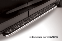 Защита порогов d57 с листом усиленная Chevrolet Captiva (2013-2016) Black Edition, Slitkoff, арт. CHCap13-008BE