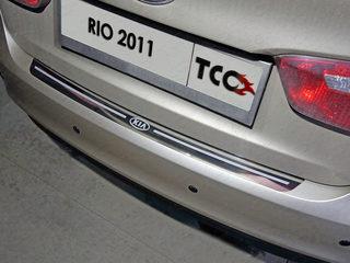 Накладка на задний бампер (лист зеркальный надпись RIO) для автомобиля Kia Rio II