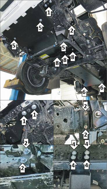 Защиты Грузовые Motodor (Радиатор, Двигатель, Коробка переключения передач, Раздаточная коробка), 3 мм, сталь для Isuzu NPS 75 2020- арт. 26417