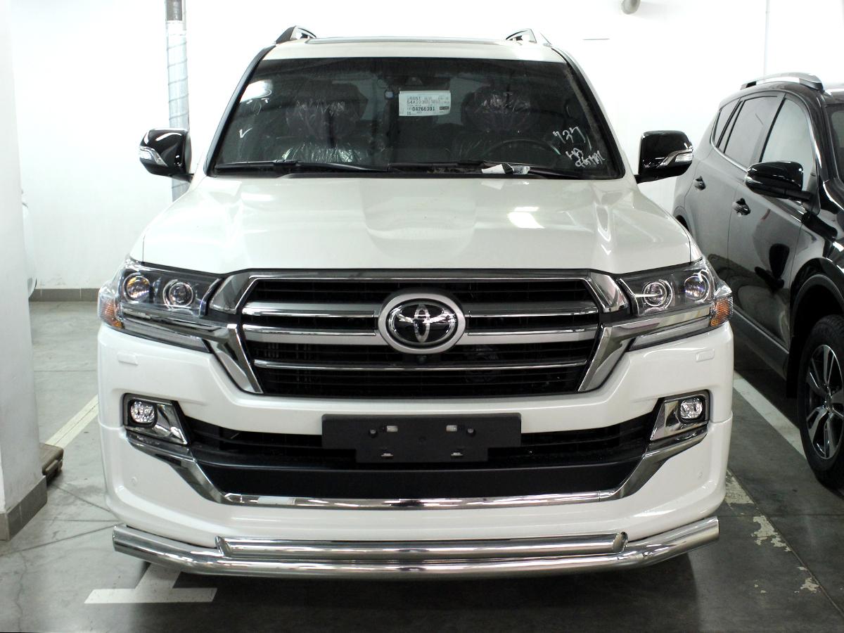 Защита переднего бампера d-76+60 радиусная двойная для автомобиля Toyota Land Cruiser 200 EXECUTIVE LOUNGE 2018-наст.вр., Технотек, арт. LCN18_4.1EXL