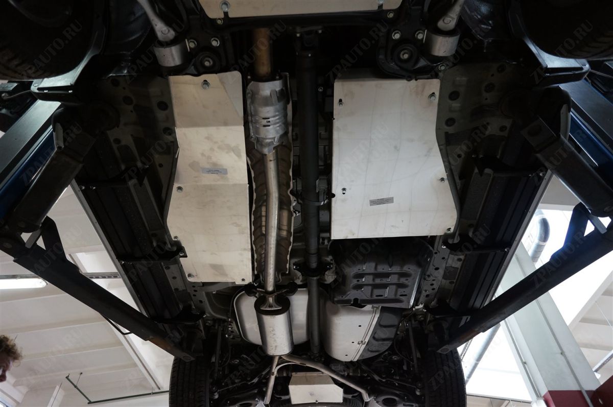 09.18ABC ЗАЩИТА ДНИЩА HONDA PILOT V-3,5 (2011-2015) ИЗ 4 ЧАСТЕЙ (АЛЮМИНИЙ 4 ММ)