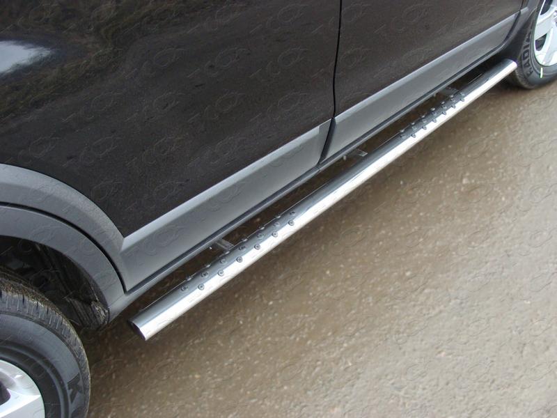 Пороги овальные с проступью 75х42 мм для автомобиля Chevrolet Captiva 2006-2011, TCC Тюнинг CHEVCAP12-03