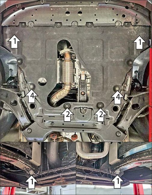 Защита стальная Мотодор (Двигатель, Коробка переключения передач), 2 мм,  KGM Tivoli  2023- арт. 72803