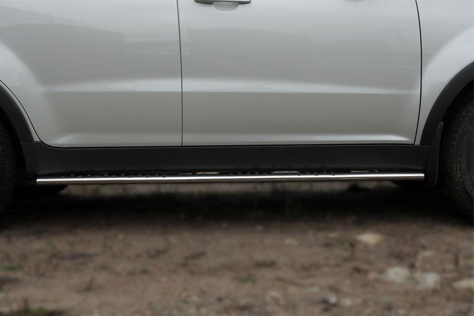 Пороги труба d75х42 овал с проступью для Ssang Yong Actyon 2014, Slitkoff SYAO-001977