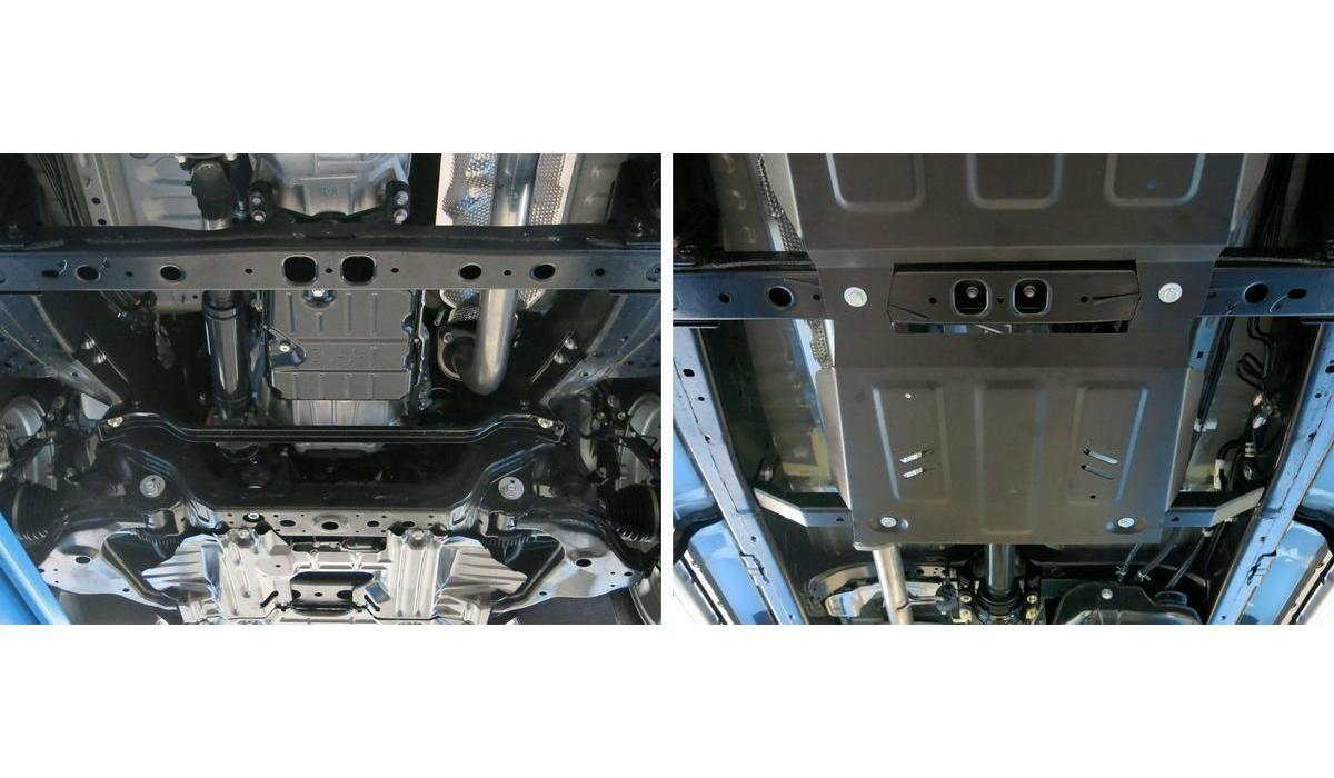 Защита РК Rival для Toyota Hilux VIII 4WD 2015-2018, сталь 3 мм, с крепежом, штампованная, 2111.5712.1.3