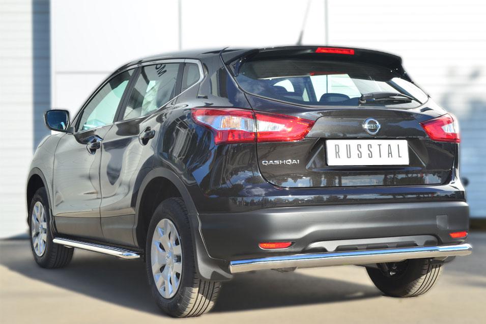 Пороги труба d42 с листом для Nissan Qashqai 14-/15- SPB, Slitkoff NQQL-001795