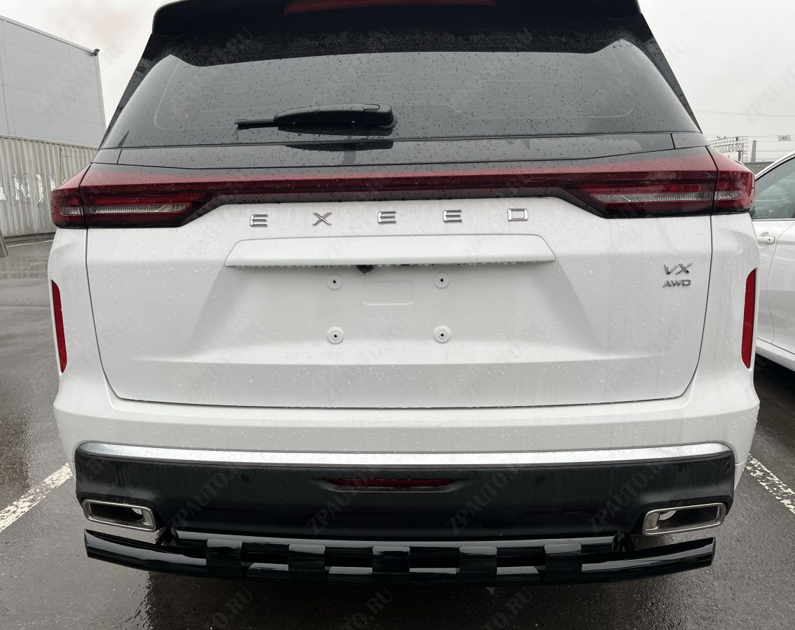 Защита заднего бампера двойная с перемычками с покрытием черный глянец для автомобиля CheryExeed VX 2022 арт. CHEVX.22.25-1