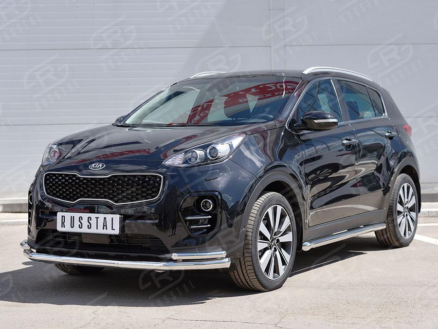 Защита переднего бампера d57/42 уголки Kia Sportage 2016, Slitkoff KSZ-002286