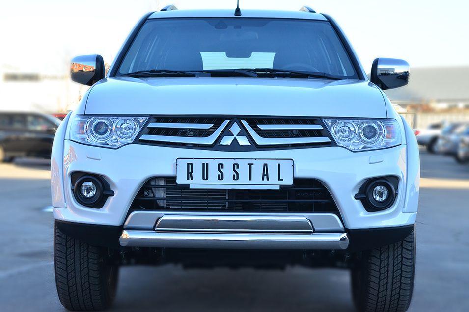 Защита переднего бампера d76/75х42 для Mitsubishi Pajero Sport 2013, Slitkoff MPSZ-001578