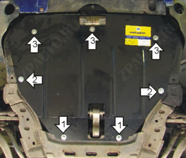 Защита двигателя, кпп стальная Motodor для Mazda 6 I 2002-2007 (2 мм, сталь), 01114