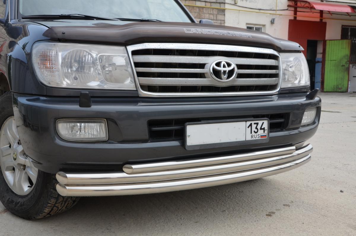 Защита переднего бампера тройная для автомобиля TOYOTA Land Cruiser 100     1998-2006, Россия TLC100.98.06-1