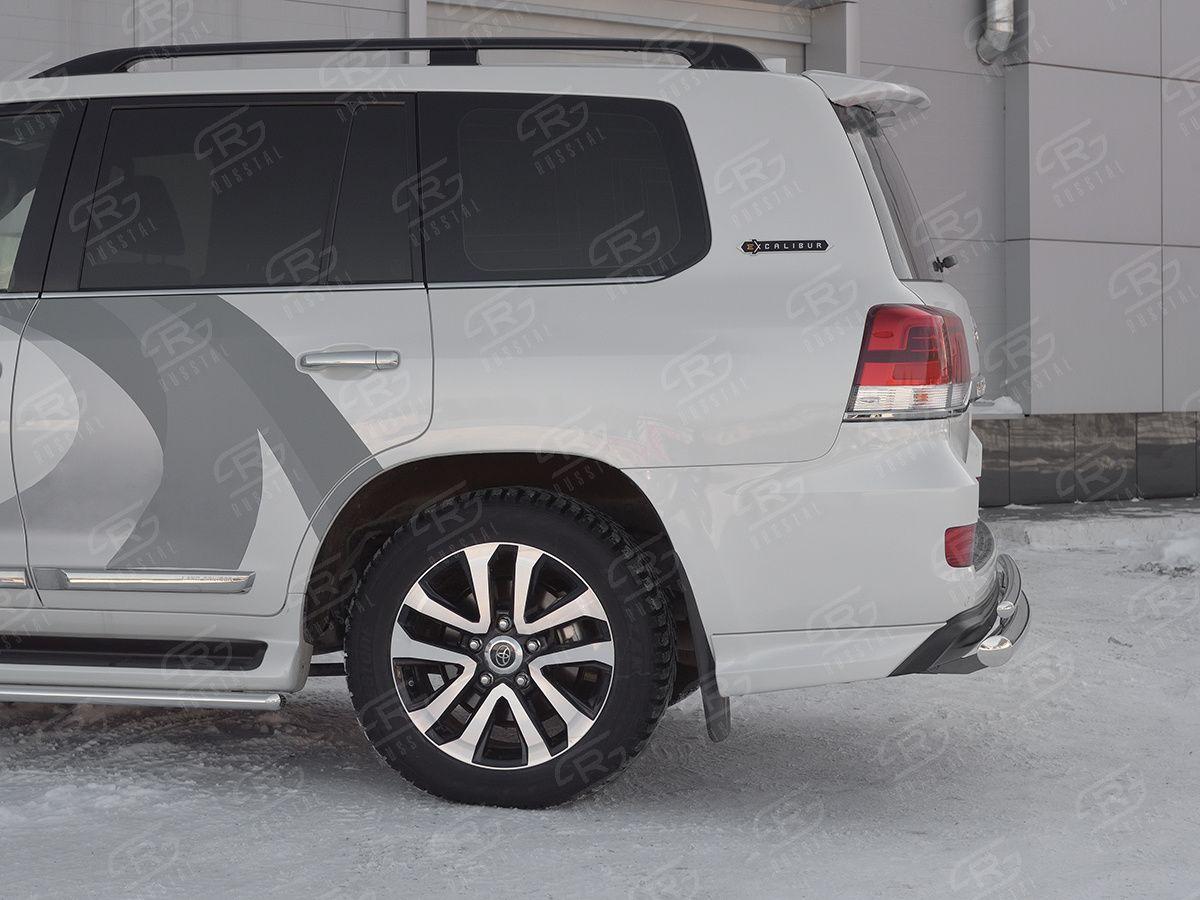 Защита заднего бампера d76/42 с декоративным пазом на Toyota Land Cruiser 200 2017 Excalibur, Slitkoff TLCZ-002908