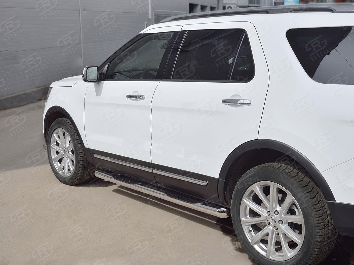 Пороги труба d76 с накладкой вариант 1 для Ford Explorer 2015, Slitkoff FET-0026651