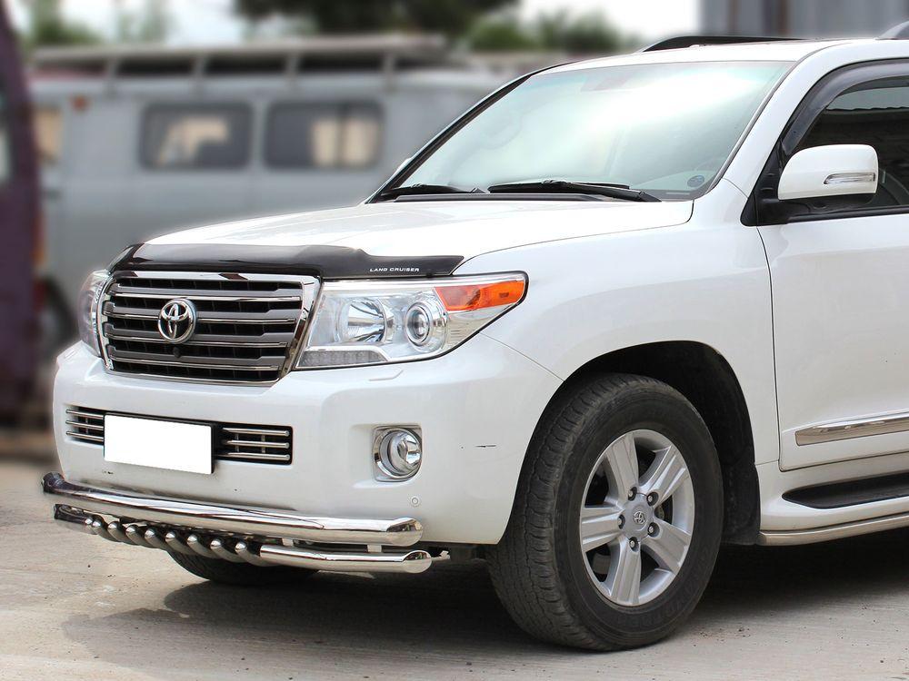 Дуга передняя по низу бампера d-76+60 радиусная с доп. защитой картера d-43 для Toyota Land Cruiser 200 2012, Технотек LCN2013_3