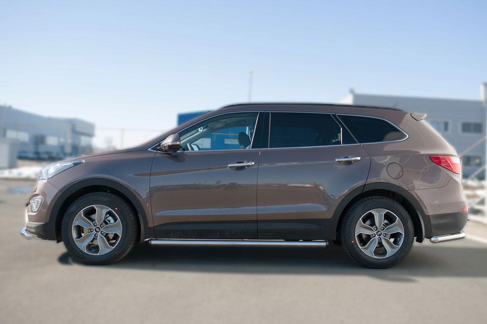 Пороги труба d57 вариант 2 для Hyundai Santa Fe Grand 2013, Slitkoff HSFT-0020082