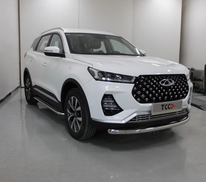 Пороги с площадкой 42,4 мм для автомобиля Chery Tiggo 7 PRO 2020 арт. CHERTIG7P20-25