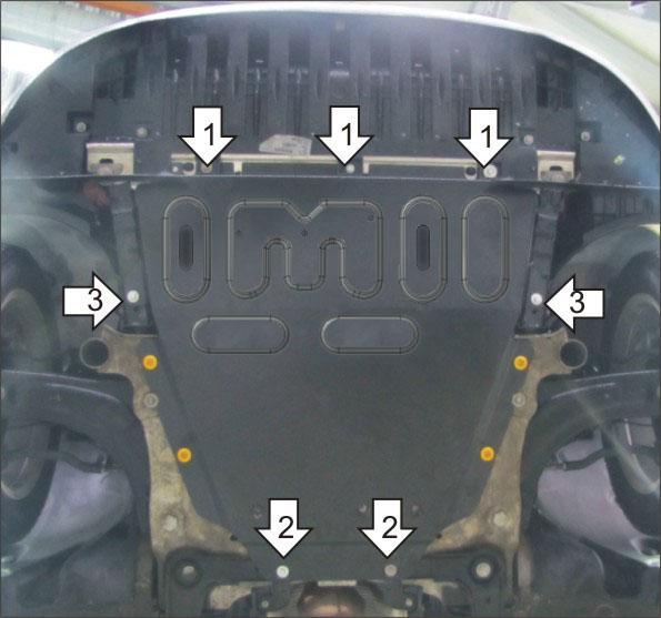 Защита АвтоСтандарт (Двигатель, Коробка переключения передач), 1,5 мм, Сталь для Renault Fluence 2010-2012 арт. 51721