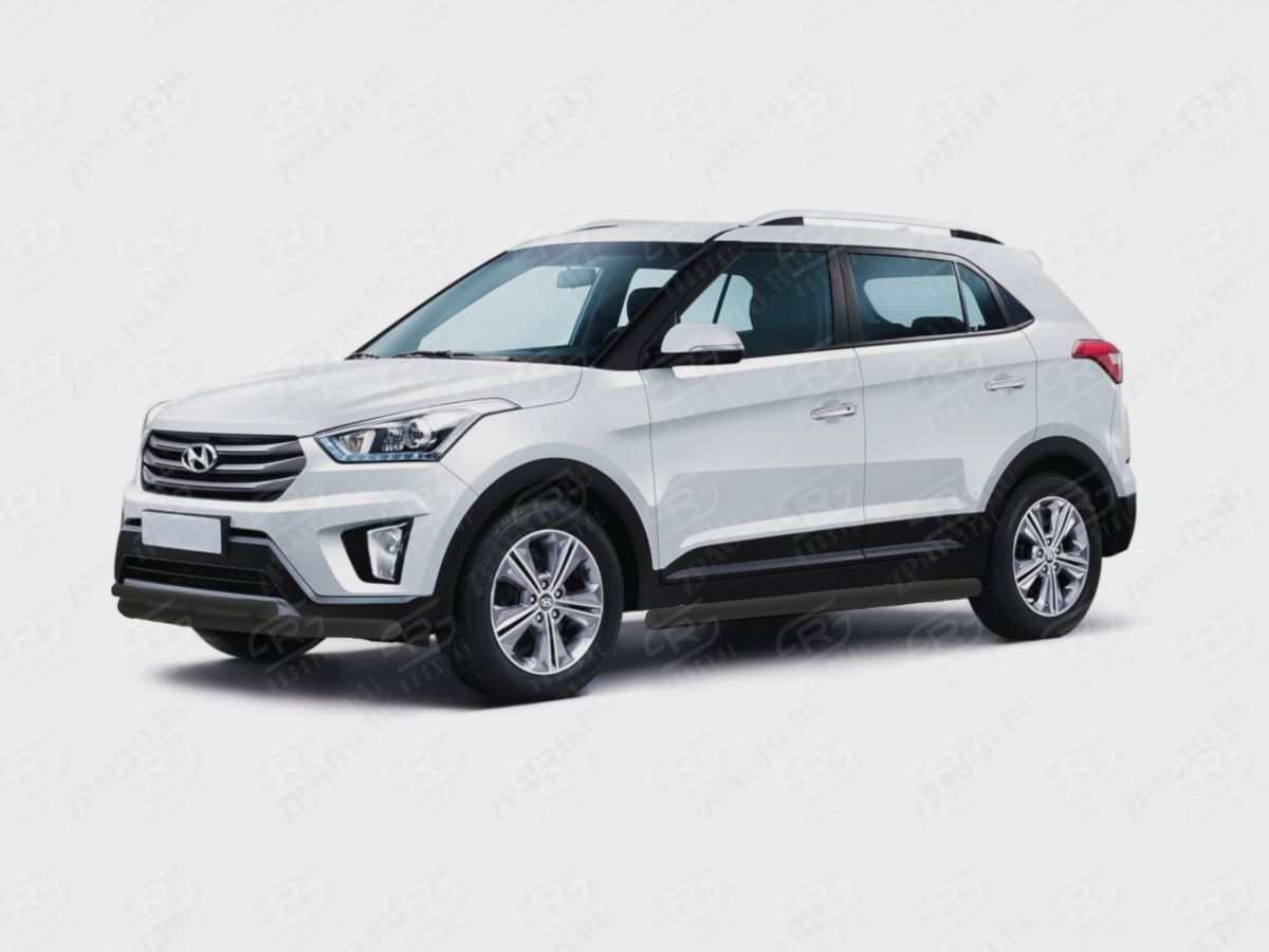 HYUNDAI CRETA 2016-2021 Пороги труба d57 секции (вариант 3) black HCRT-0024223CH