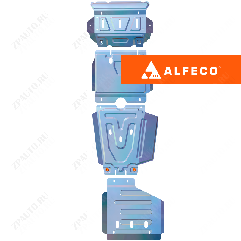 Защита  радиатора,картера,редуктора переднего моста, КПП и рк (4 части) Toyota Fortuner 2015- (AN160) V-2,7;2,8D , ALFeco, алюминий 4мм, арт. ALF2490-91-92-76al-1