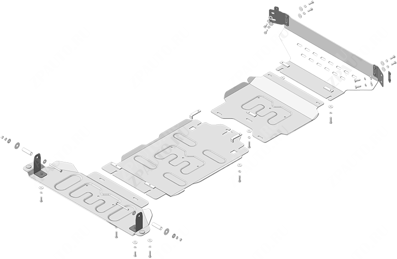 Защита алюминиевая Мотодор (Двигатель, Передний дифференциал, Коробка переключения передач, Радиатор, Раздаточная коробка), 2 мм,  Dodge Ram 1500  2024- арт. 32913_А