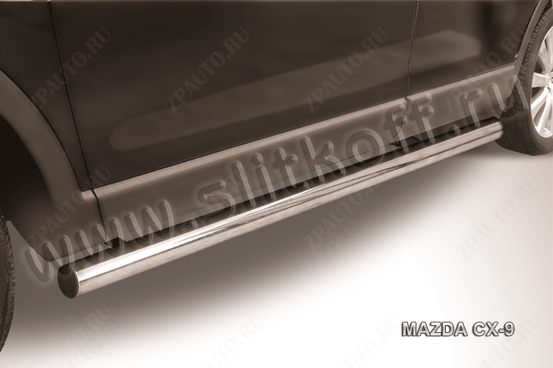 Защита порогов d76 труба Mazda CX-9 (2006-2012) Black Edition, Slitkoff, арт. MZCX9006BE