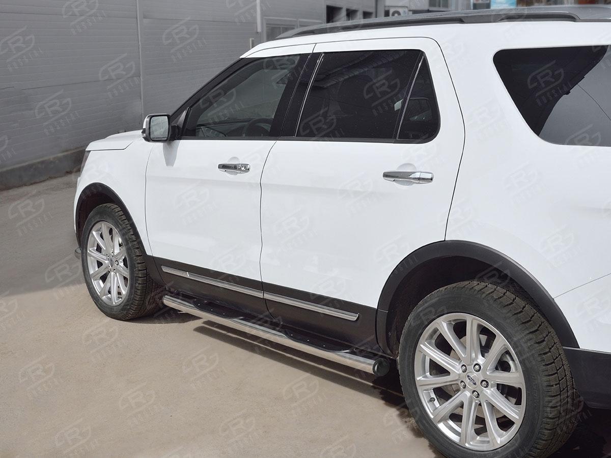Пороги труба d76 с накладкой вариант 2 для Ford Explorer 2015, Slitkoff FET-0026652