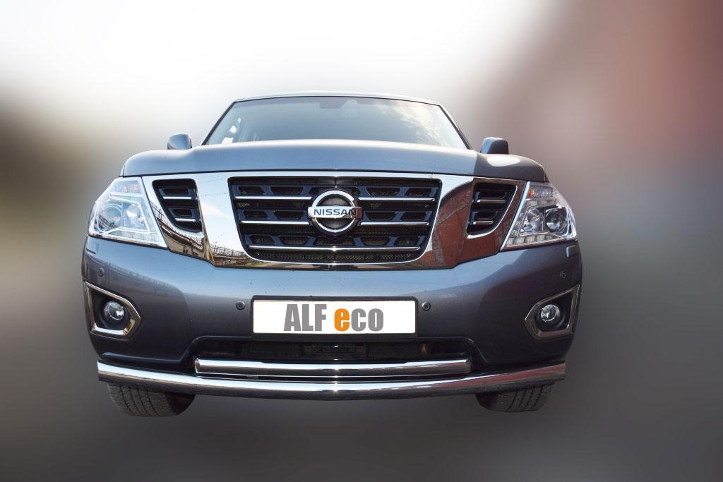 Защита передняя двойная D 76,1/60,3 для Nissan Patrol(Ниссан Патрол), ALFeco арт. NISPATR-14.04