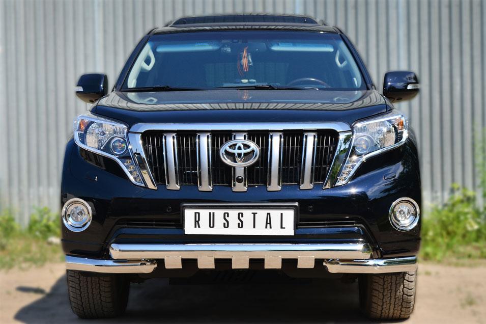 Защита переднего бампера d76/76 с клыками для Toyota LC Prado 150 2014, Slitkoff LCPZ-001716