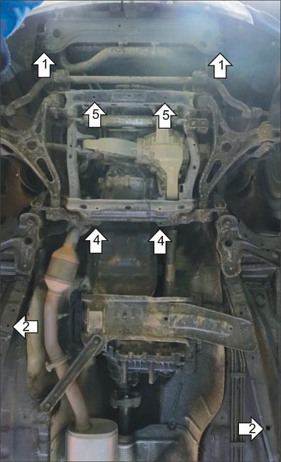 Защита двигателя, радиатора, кпп, пер. дифф., рк стальная Motodor для Haval H8 2015- (3 мм, сталь), 13109