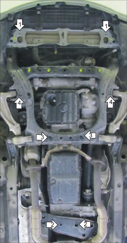Защита стальная Мотодор (Двигатель, Коробка переключения передач), 3 мм, Сталь для Lexus IS 250 2005-2010 арт. 15008