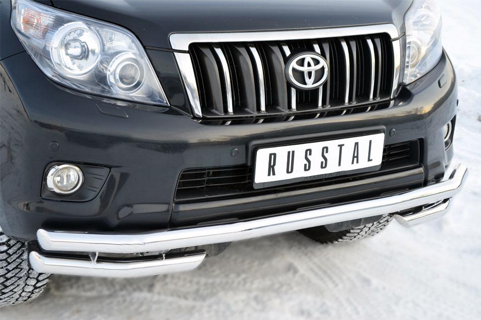Защита переднего бампера двойная d57/57 уголки для Toyota Land Cruiser Prado 150, Slitkoff PNZ-001616