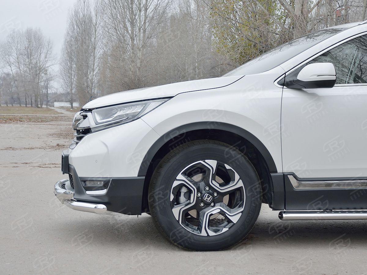 Защита переднего бампера d57/57 с декором на Honda CR-V 2017, Slitkoff HCRZ-002827
