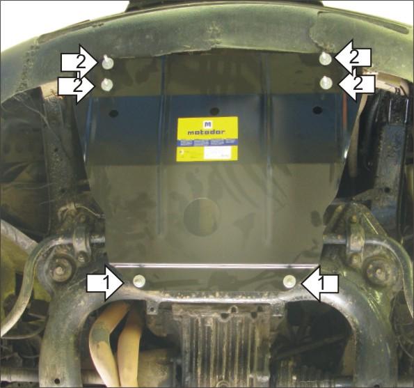 Защита стальная Мотодор (Двигатель), 2 мм, Сталь для Audi 100 1990-1994 арт. 00102