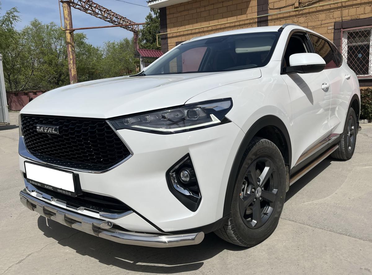 Защита переднего бампера с перемычками и подгибами (при отсутствии интерактивной камеры) для HAVAL F7X 2019 арт. GWF7.19.75-1