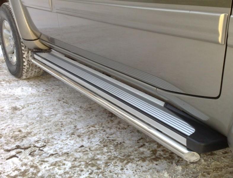 Пороги труба d42 вариант 1 для Nissan Patrol Y61 98-03, Slitkoff PYT-0000991