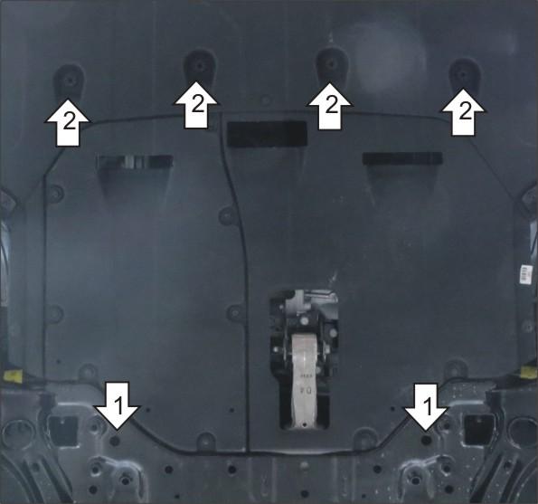 Защита стальная Мотодор (Двигатель, Коробка переключения передач), 2 мм, Сталь для Hyundai Sonata VII 2017-2019 арт. 70914
