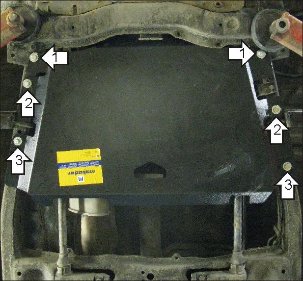 Защита стальная Мотодор (Раздаточная коробка), 3 мм, Сталь для Mitsubishi L 200 2004-2006 арт. 11332