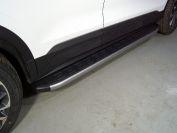 Пороги алюминиевые с пластиковой накладкой (карбон серебро) 1720 мм для автомобиля Geely Coolray 2020- TCC Тюнинг арт. GEELCOOL20-19SL