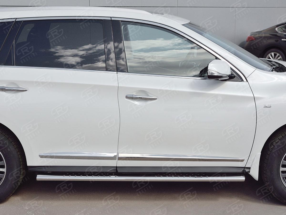 Пороги труба 120х60 овал с проступью для Infiniti QX60 2016, Slitkoff IQXO-002680